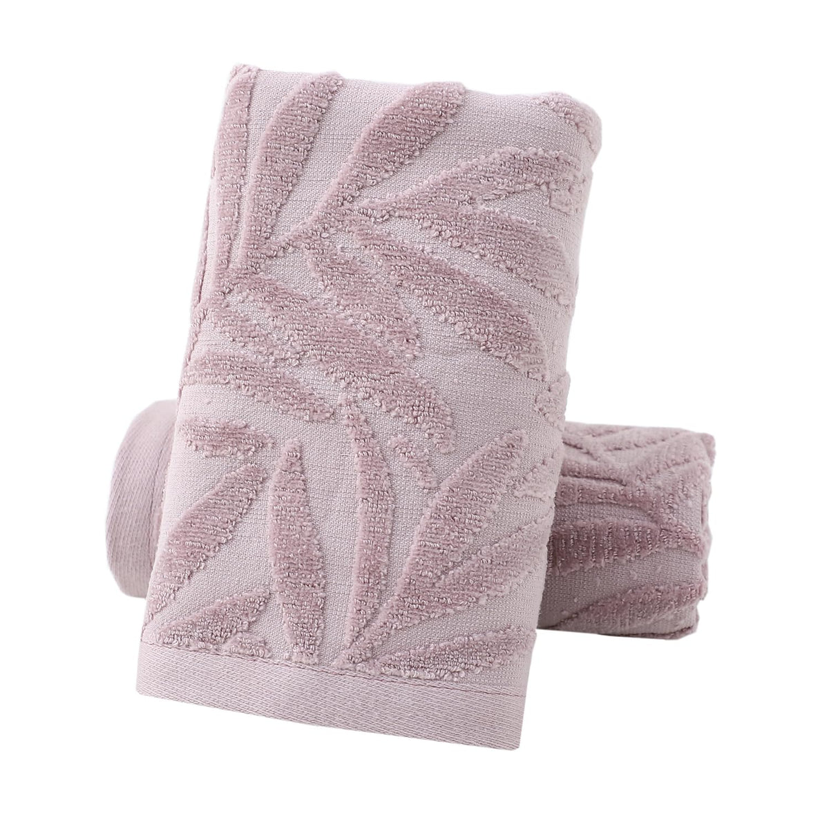 Pidada Leaf Absorbent Soft Hand Towels for Bathroom Set of 2,Light Brown