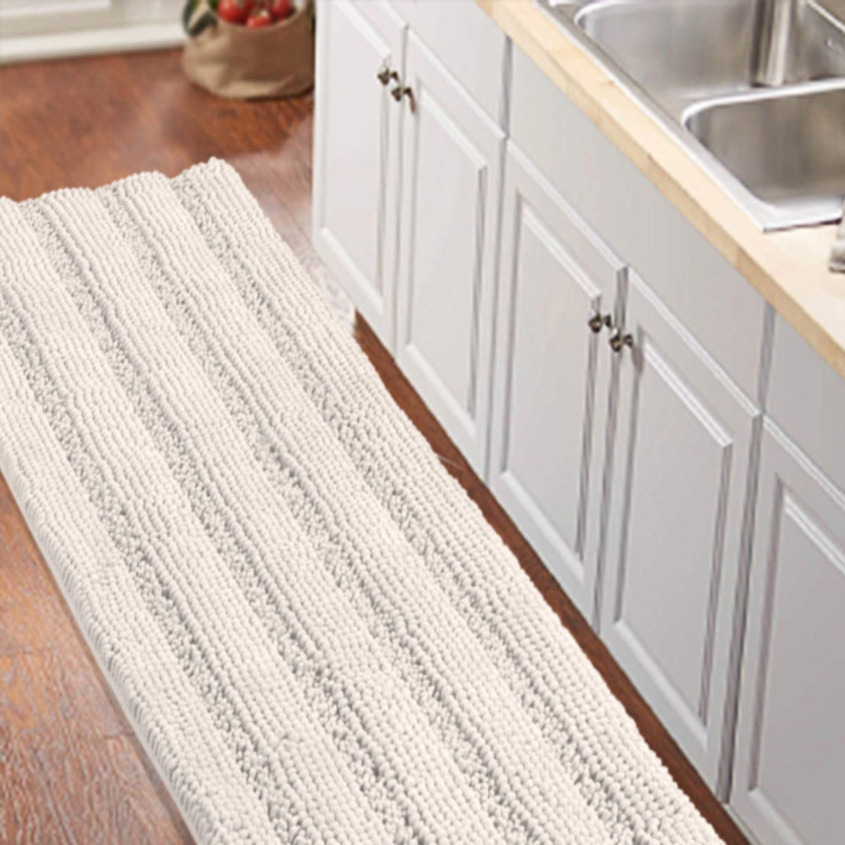Turquoize Bathroom Runner Rug 17"x47", Soft Absorbent Chenille Bath Rug