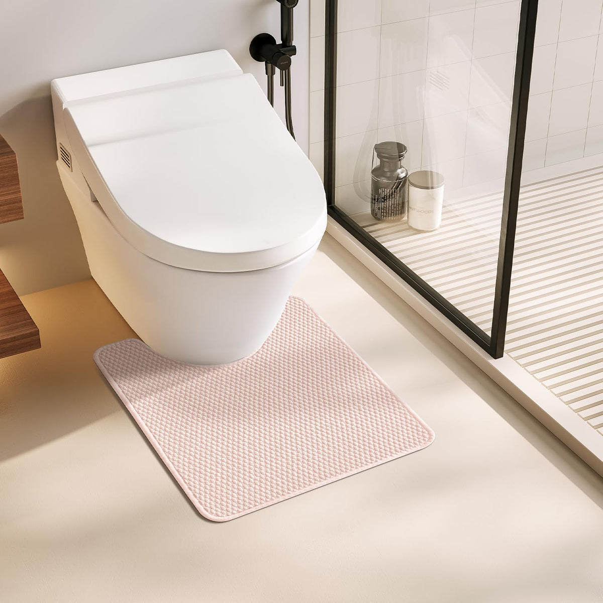 TYUU Bathroom Rugs Non Slip Washable, Super Absorbent Thin Bath Mat Small Quick Dry Low Pile Bathroom Rug, Light Grey 16"x24"