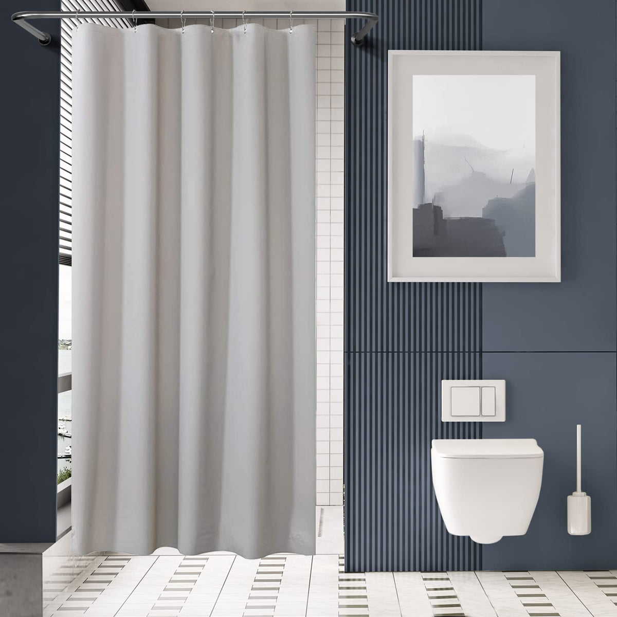 AmazerBath 48x72 Shower Curtain Stall, Small Shower Curtain for Shower Stall, Clear Bathroom Curtain Plastic, Thick PEVA Bathroom Accessories with 2 Clear Weighted Stones and 8 Grommet Holes