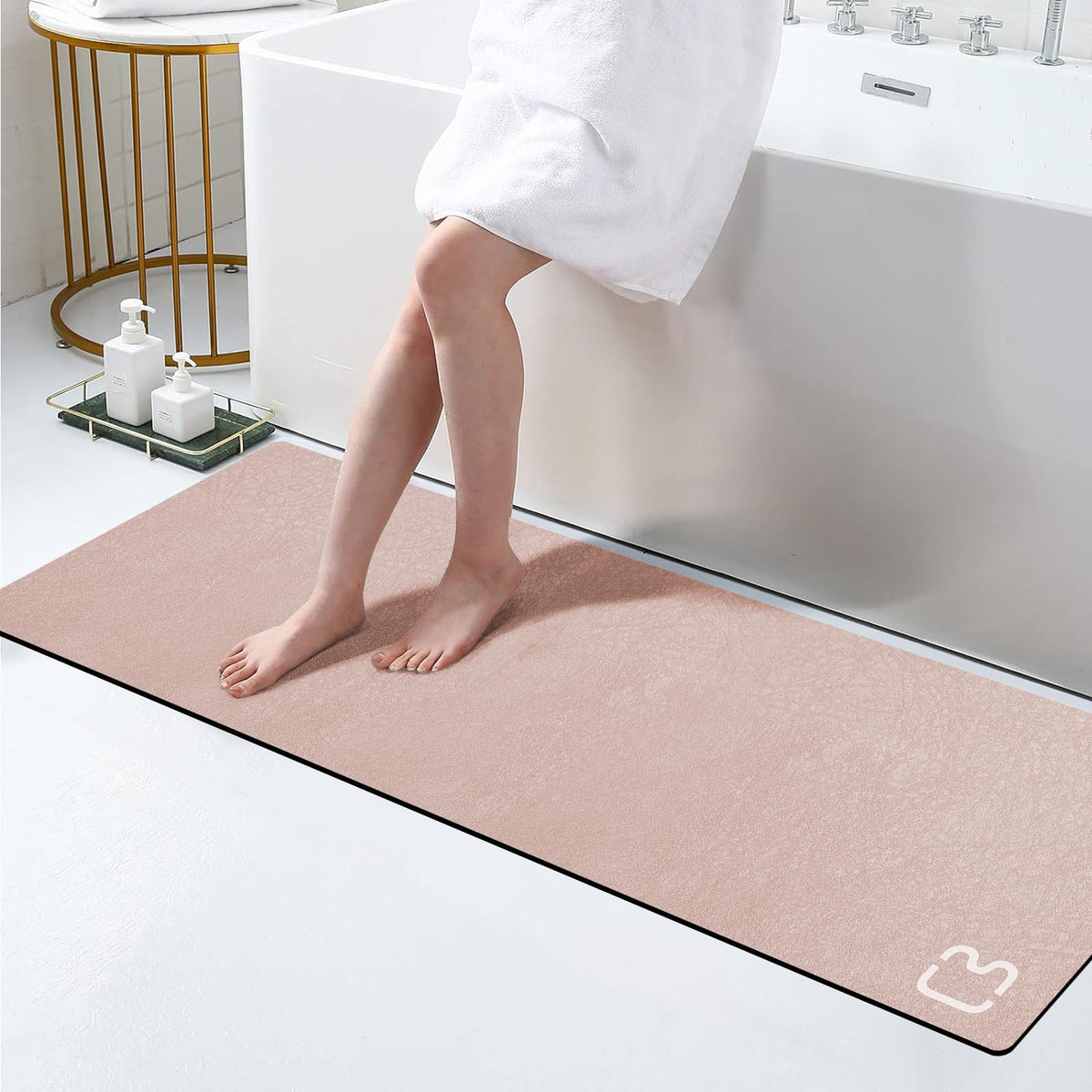 Dark Grey Long Bathroom Rugs Large Stone Bath Mats for Bathroom,15.7"x47.2"