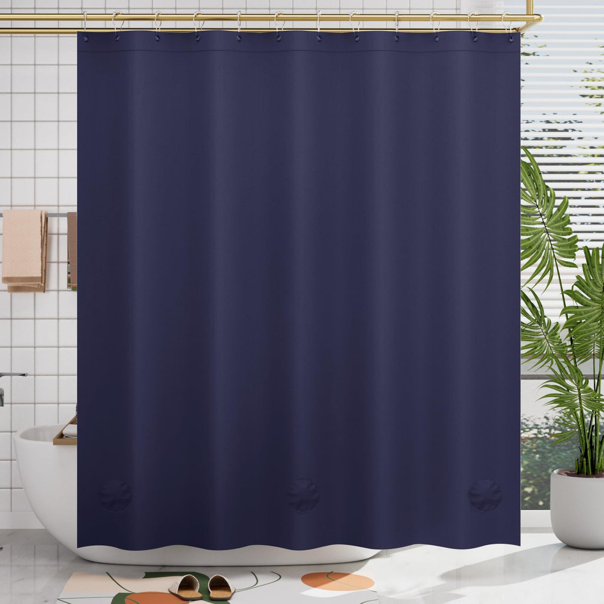 AmazerBath 48x72 Shower Curtain Stall, Small Shower Curtain for Shower Stall, Clear Bathroom Curtain Plastic, Thick PEVA Bathroom Accessories with 2 Clear Weighted Stones and 8 Grommet Holes