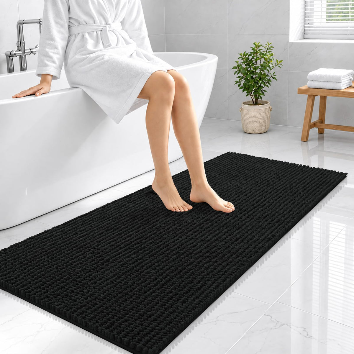 Smiry Thick Bathroom Rugs 30x20, Extra Soft Absorbent Chenille Bath Mat