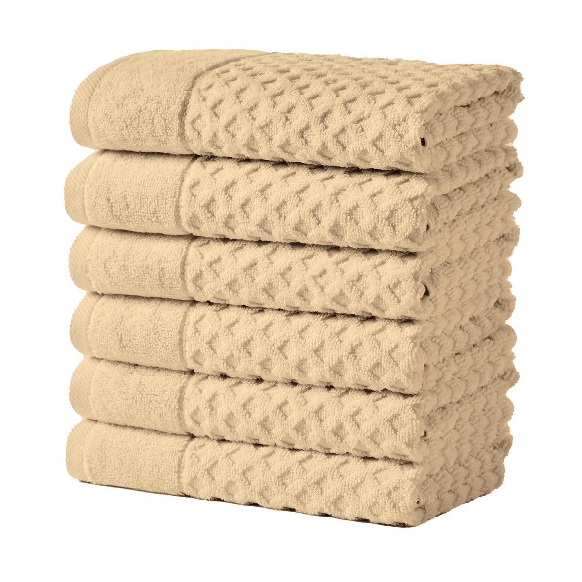 Great Bay Home Bath Towels - 100% Cotton 6 Piece Towel Set - Diamond Waffle Weave - Absorbent, Durable, Quick-Dry Towels for Bathroom (Marigold)