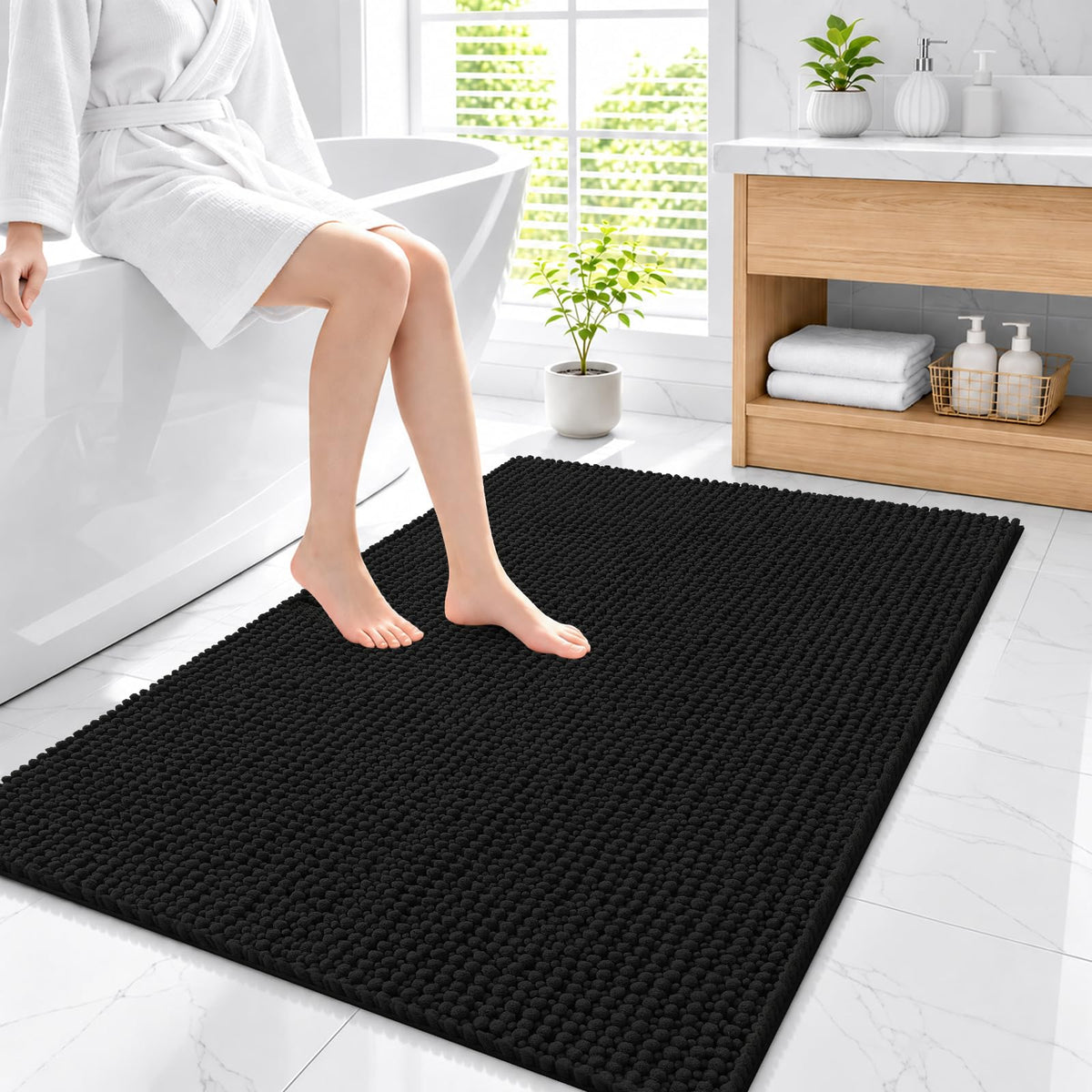 Smiry Thick Bathroom Rugs 30x20, Extra Soft Absorbent Chenille Bath Mat