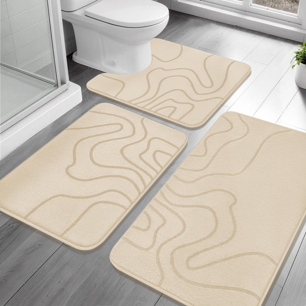 YIHOUSE Memory Foam Bathroom Rugs Sets 2 Piece, 32"x20"+24"x17", Dark Grey