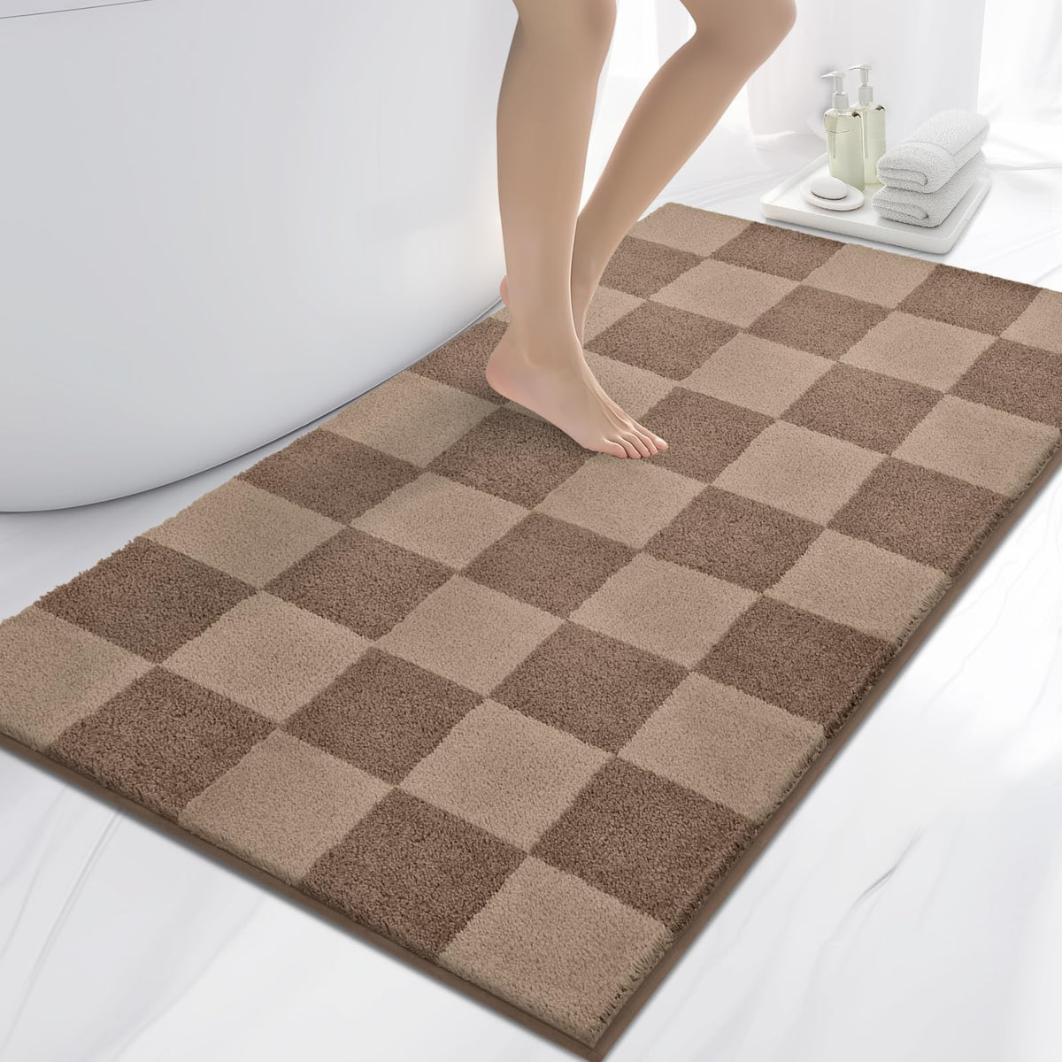 anllugs Bathroom Rugs, 20" x 30" Soft Bath Rugs, Olive Green & Green