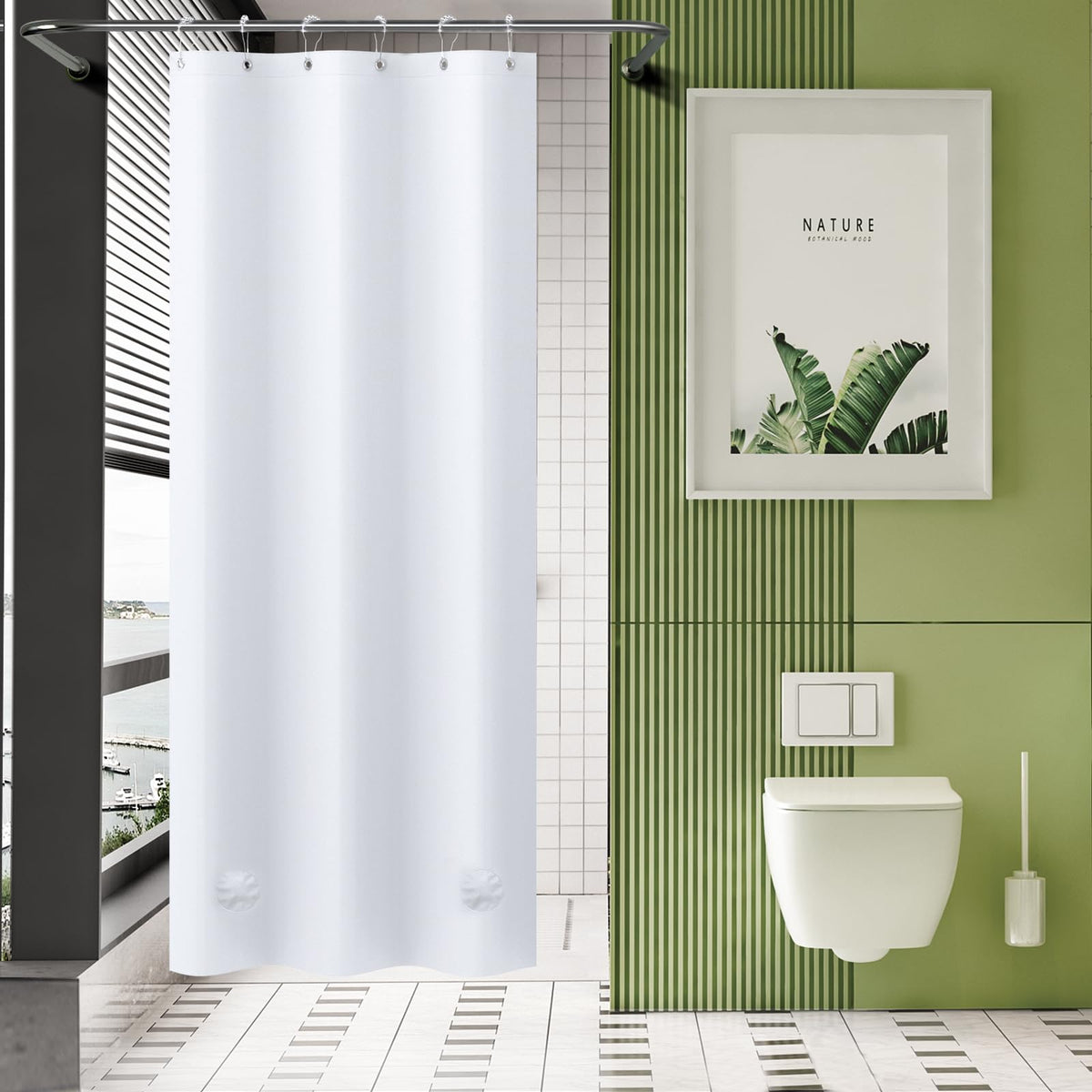 AmazerBath 48x72 Shower Curtain Stall, Small Shower Curtain for Shower Stall, Clear Bathroom Curtain Plastic, Thick PEVA Bathroom Accessories with 2 Clear Weighted Stones and 8 Grommet Holes