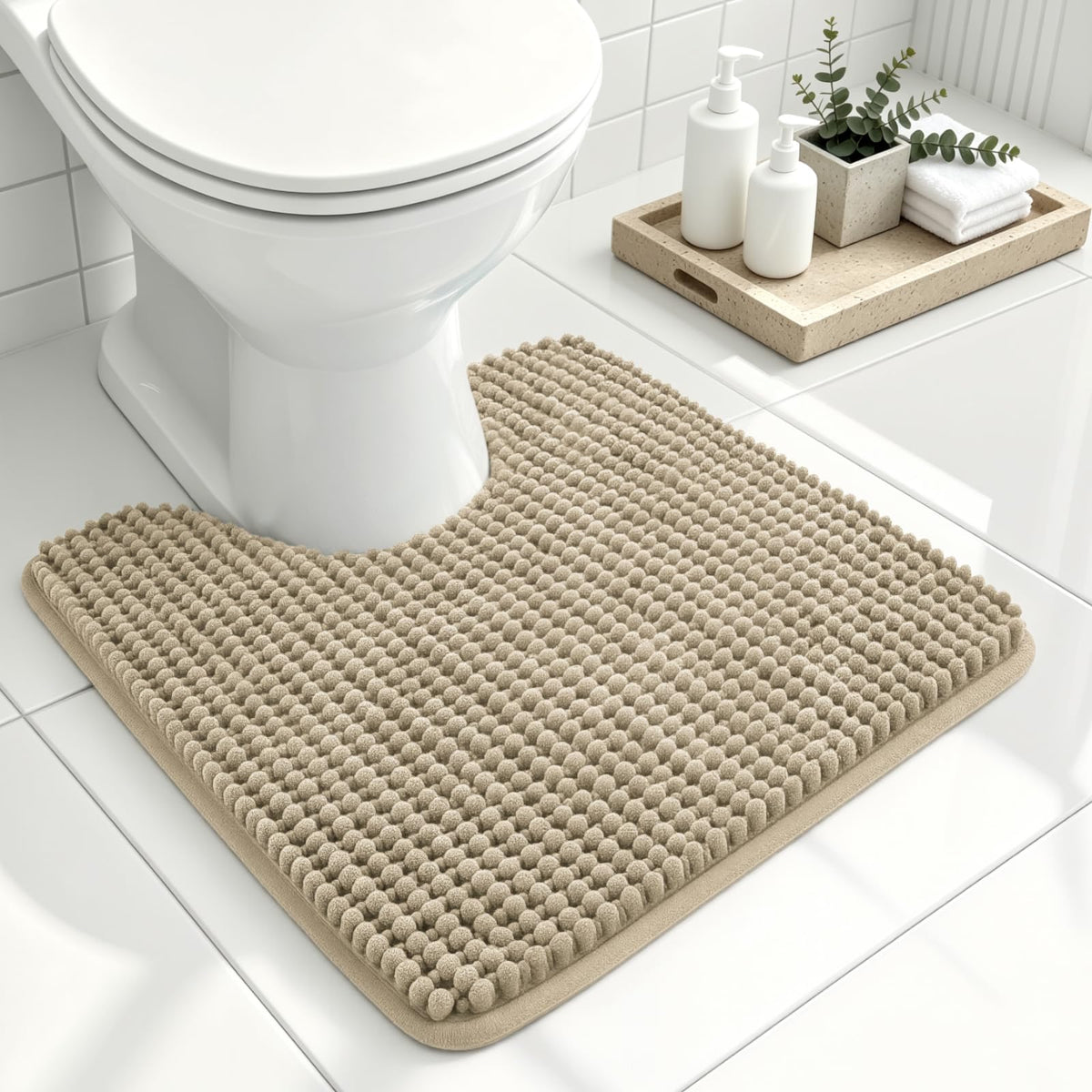 Ophanie Grey Bathroom Rugs 30x20, Soft Chenille Bath Mat, Non Slip Absorbent Quick Dry Light Gray Mats, Machine Washable Thick Small Area Rug Sets,Grip Bathmat for Shower,Toilet,Sink and Indoor Floor