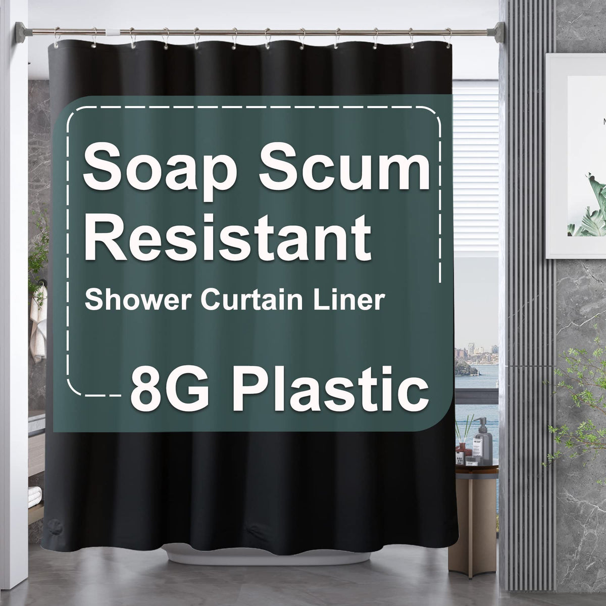 AmazerBath Extra Long Shower Curtain 90 Inches Long, Clear Premium PEVA Plastic 72x90 Inches, Tall Bathroom Curtain Heavy Duty with 3 Weighted Stones and 12 Grommet Holes