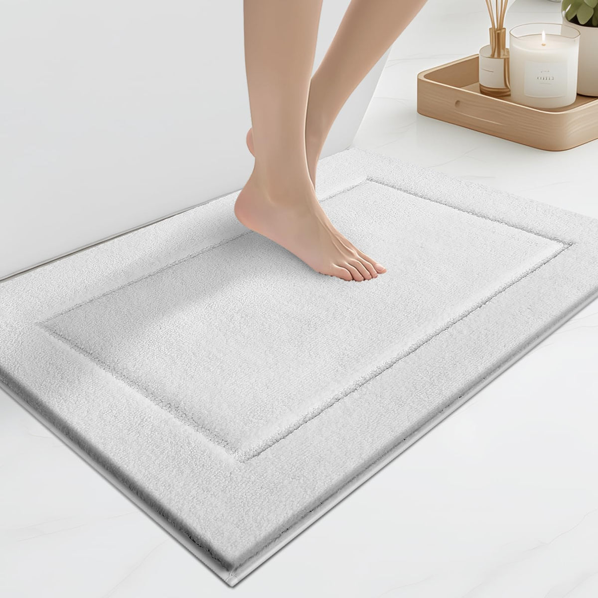 anllugs Bathroom Rugs, Non-Slip Bath Rugs, 24" x 60", Grey