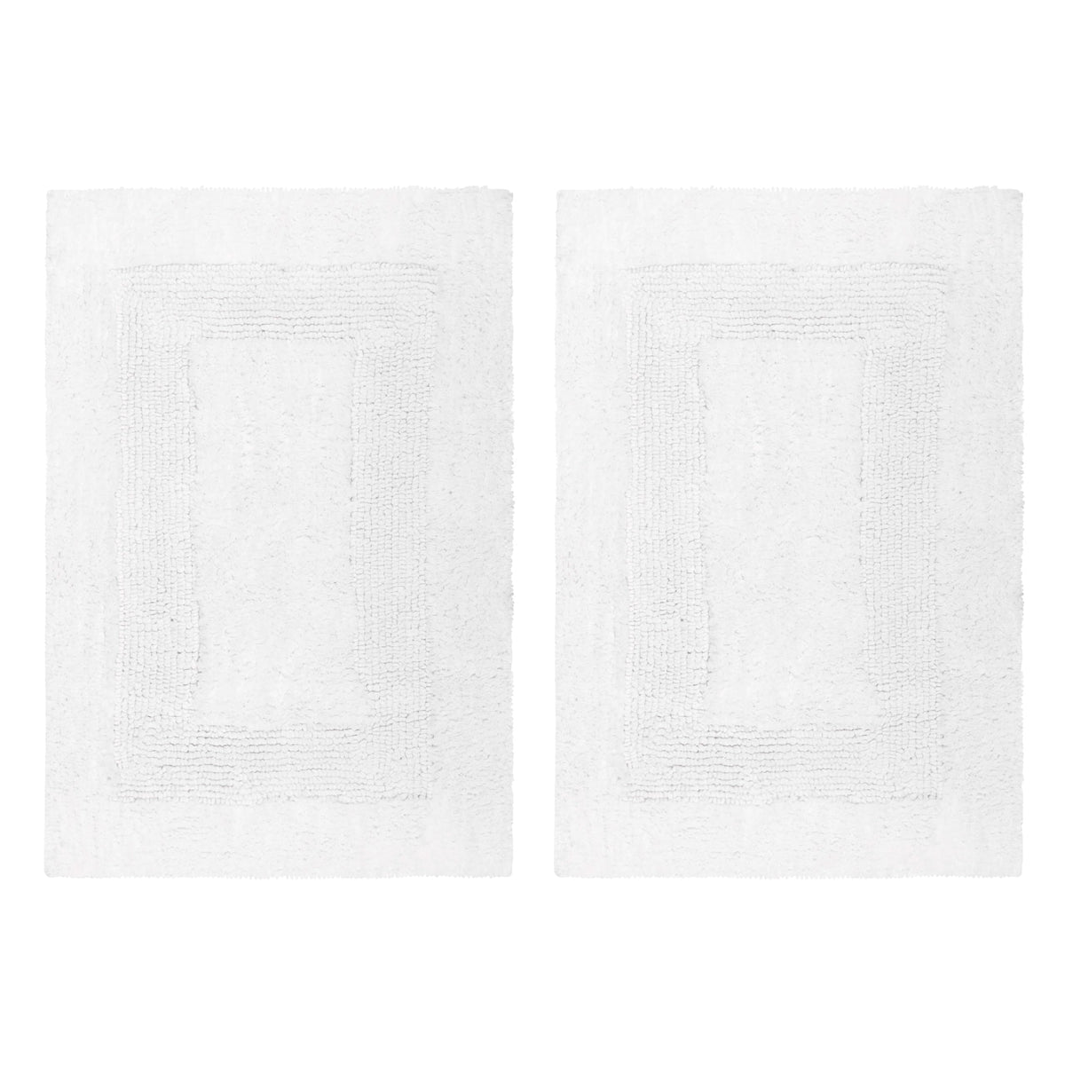 COTTON CRAFT 2 Pack Reversible Bath Mat Rug - Soft Plush -17x24- Azure Blue