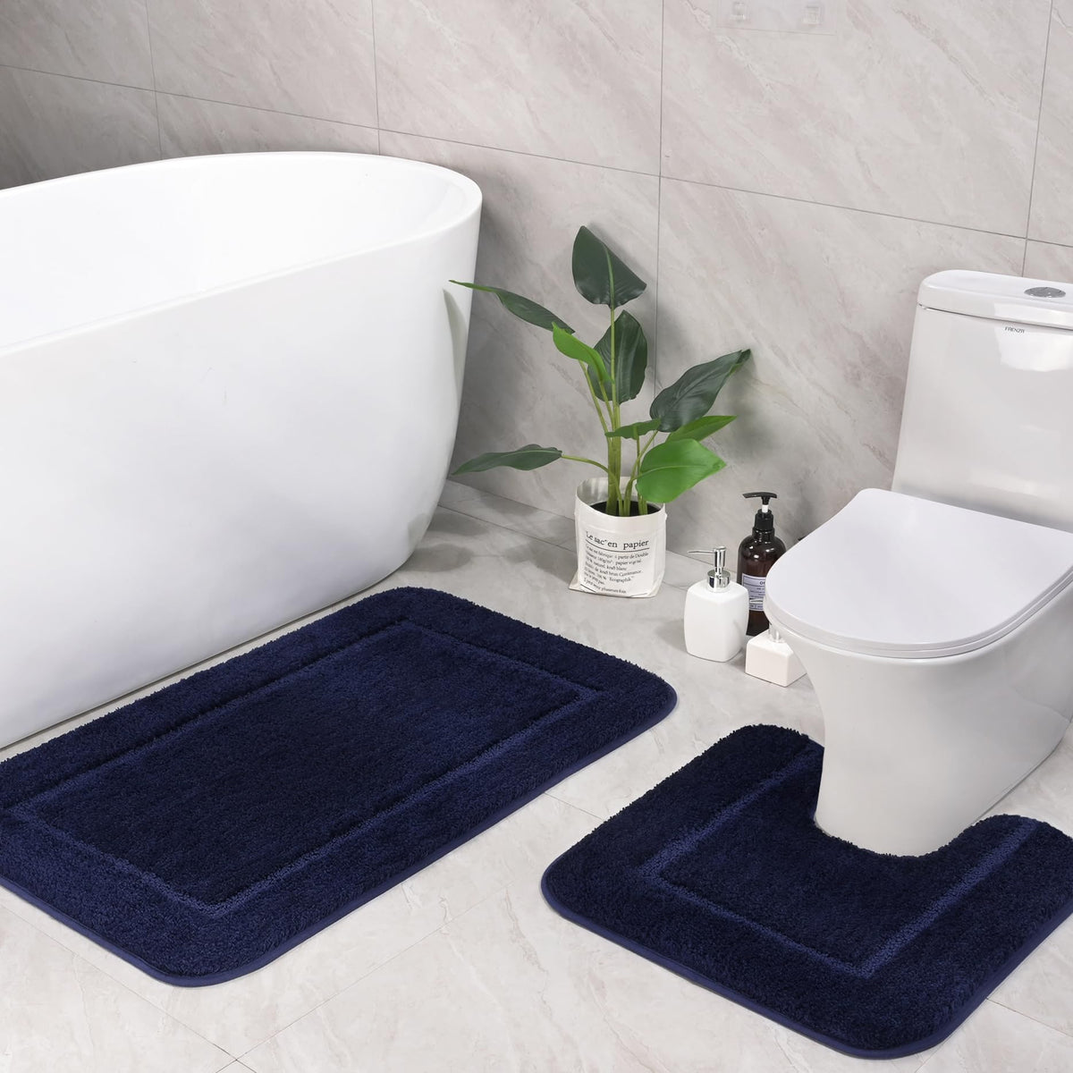 LOCHAS Bathroom Rug Set 2 Piece, 20''x20'' & 34''x21'', Beige