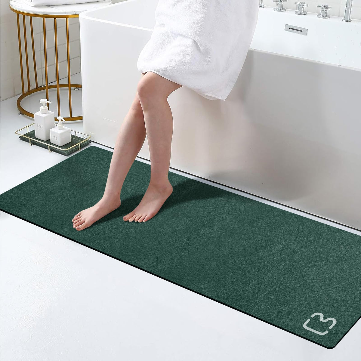 Dark Grey Long Bathroom Rugs Large Stone Bath Mats for Bathroom,15.7"x47.2"