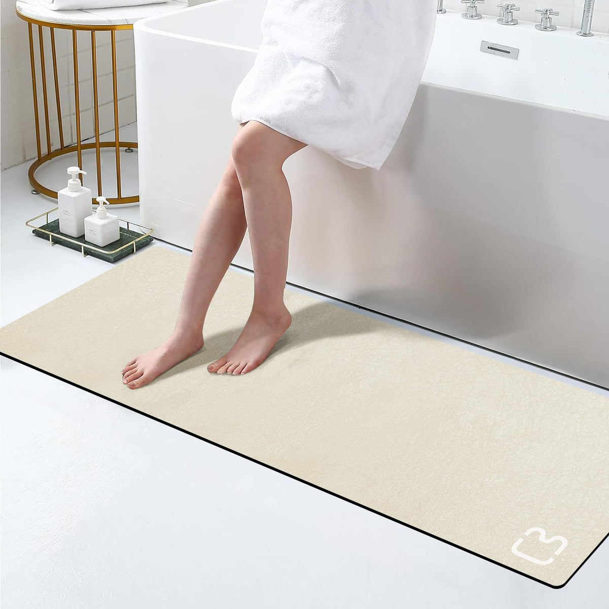 Dark Grey Long Bathroom Rugs Large Stone Bath Mats for Bathroom,15.7"x47.2"