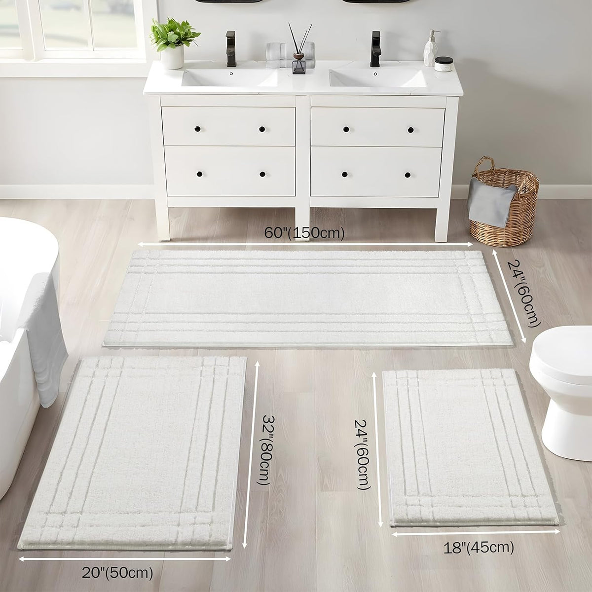 Gray Bathroom Rugs, Non-Slip Washable Bath Mat for Bathroom