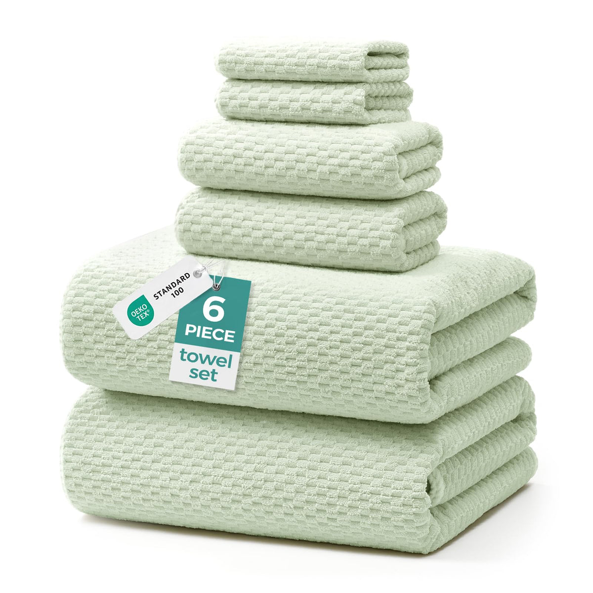 ecolook Microfiber Bath Towel Set of 6, Large 35" x 70", Beige