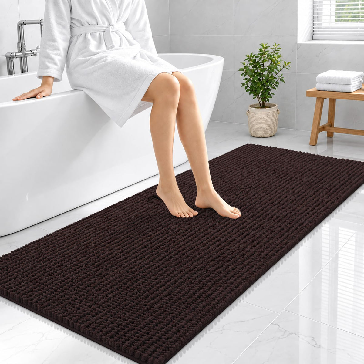Smiry Thick Bathroom Rugs 30x20, Extra Soft Absorbent Chenille Bath Mat