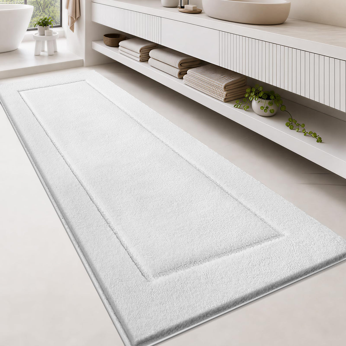 anllugs Bathroom Rugs, Non-Slip Bath Rugs, 24" x 60", Grey