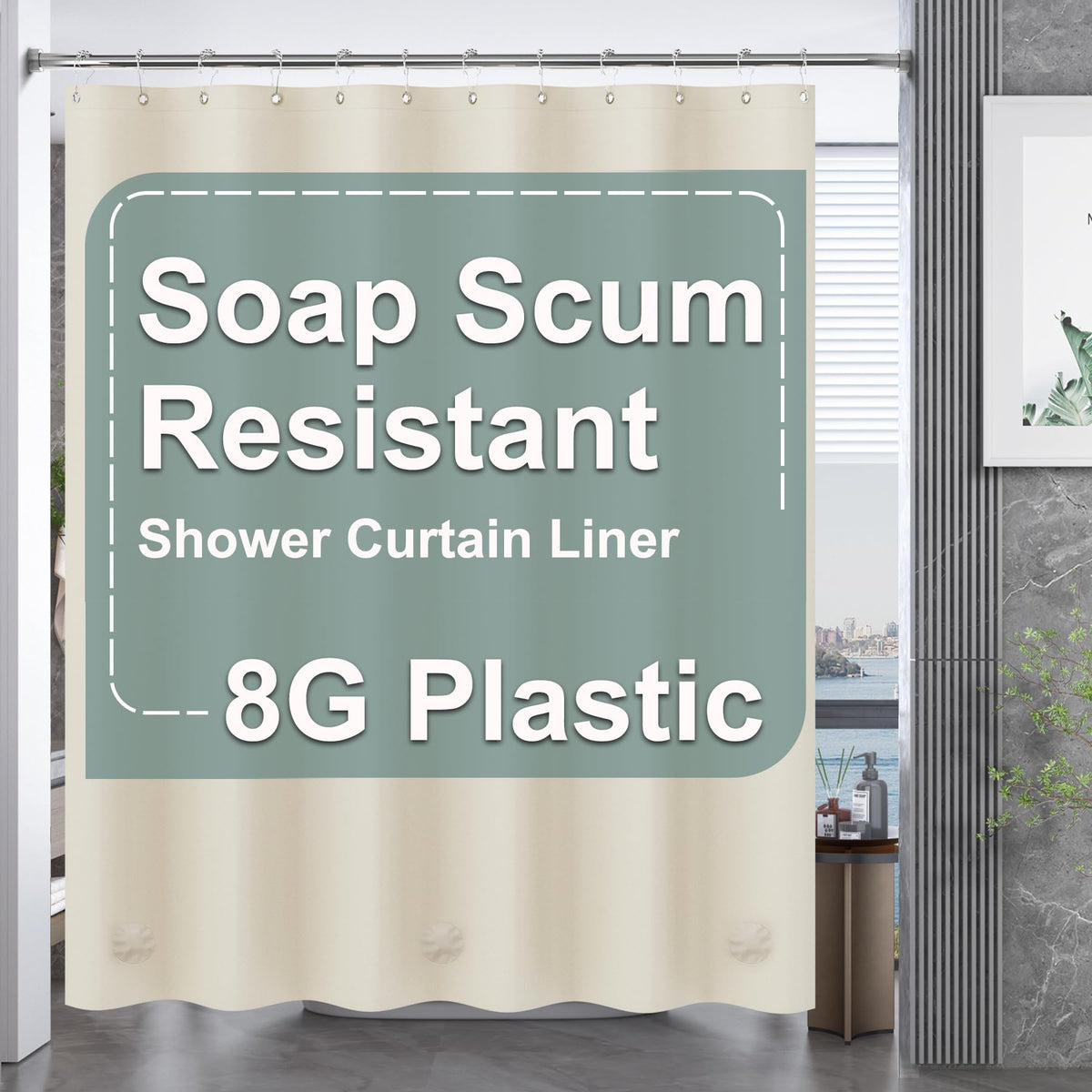 AmazerBath 48x72 Shower Curtain Stall, Small Shower Curtain for Shower Stall, Clear Bathroom Curtain Plastic, Thick PEVA Bathroom Accessories with 2 Clear Weighted Stones and 8 Grommet Holes