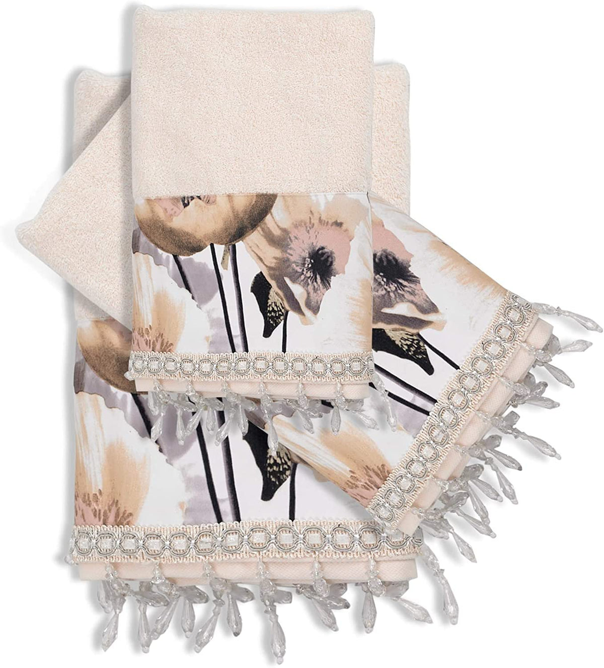 Zahari Home Elegant Rose Classic Luxury Bath Towel Set - 3 Piece Towel Set - Bath Towel, Hand Towel and Wash Towel for Contemporary Bathroom Decor