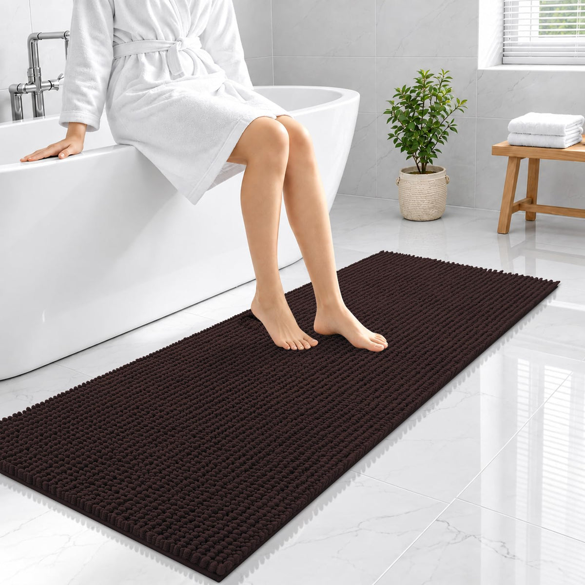 Smiry Thick Bathroom Rugs 30x20, Extra Soft Absorbent Chenille Bath Mat