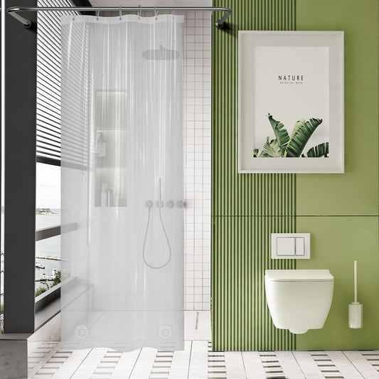 AmazerBath Long Stall Shower Curtain 36x84 Inches, Walk in Shower Curtain Plastic, Clear Shower Stall Curtain Heavy Duty Thick PEVA, Narrow Curtain with 2 Weighted Stones and 6 Grommet Holes