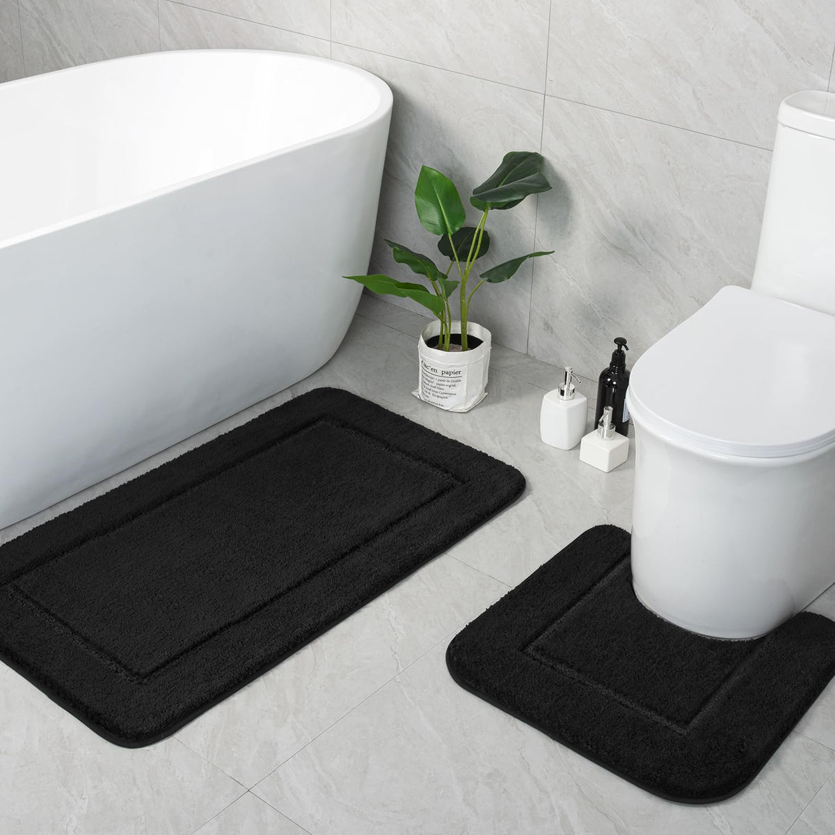 LOCHAS Bathroom Rug Set 2 Piece, 20''x20'' & 34''x21'', Beige