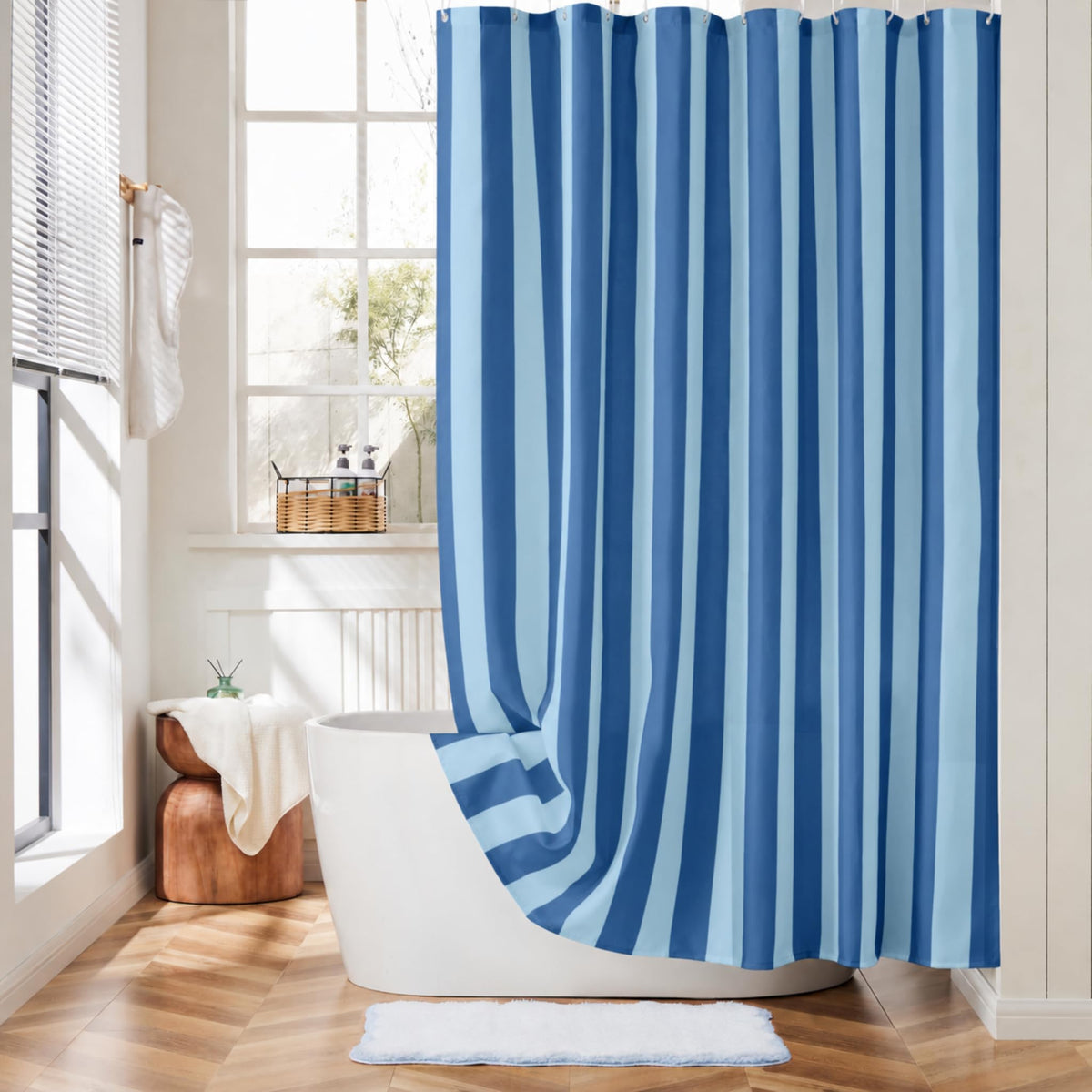 Ohocut Vertical Striped Shower Curtain, Cute Retro Vintage Stripe Farmhouse Bathroom Shower Curtain, Waterproof Polyester Fabric Modern Shower Curtain for Bathroom 72x72 Inches (Double Pink)