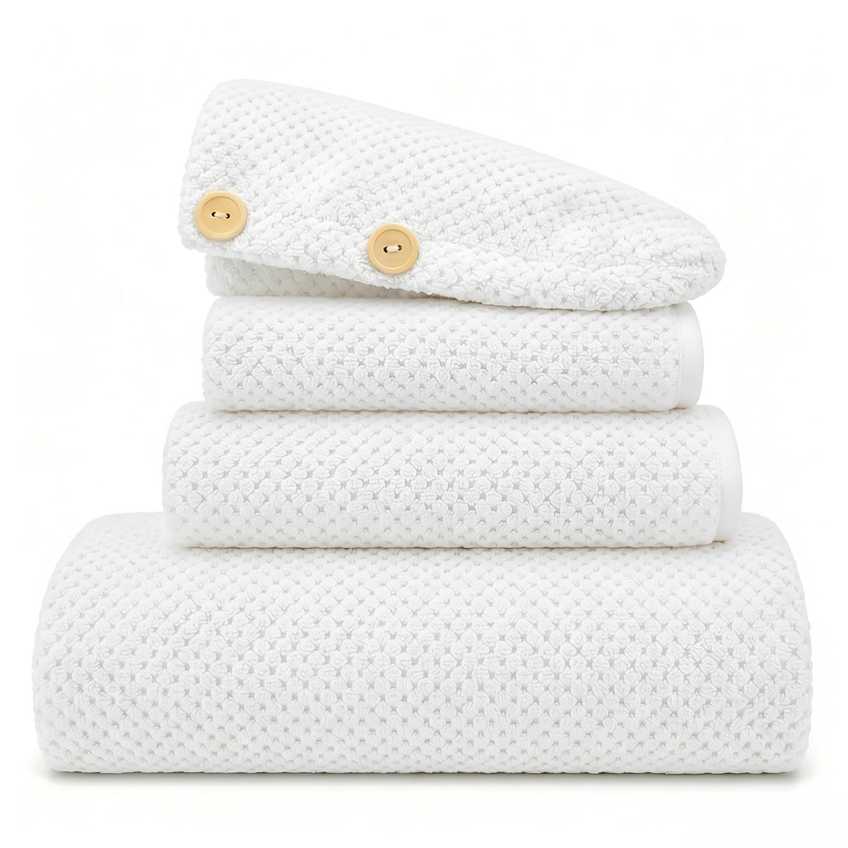 MaopaoBeauty Bath Towels for Bathroom Towel Set Shower Towels Bath Towels Set of 4 (1 Bath Towel, 1 Hair Towel, 1 Hand Towel, 1 Washcloth),Soft and Absorbent (Blue)