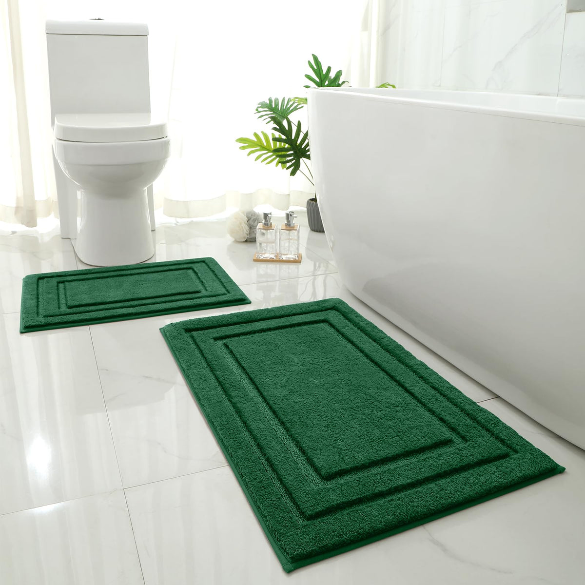 HOMEIDEAS Fall Bathroom Rugs Sets, 2 Piece Soft Bath Mat Burnt Orange