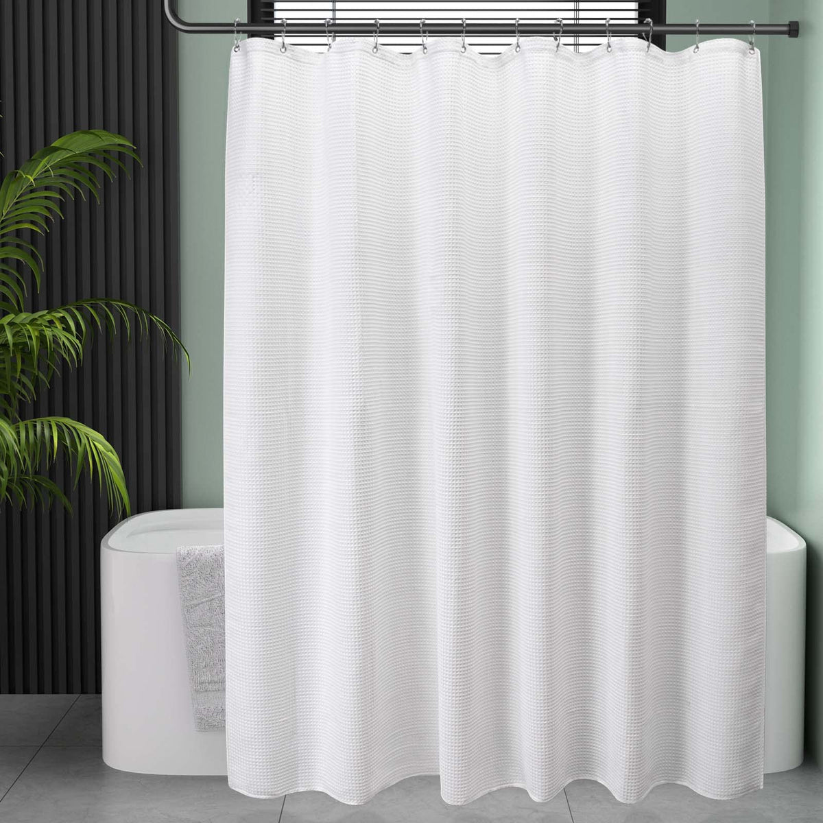 AmazerBath Blush Pink Shower Curtain Fabric, Waffle Shower Curtain Heavy Duty 240GSM, Hotel Quality Bathroom Shower Curtains, 72 x 72 Inches