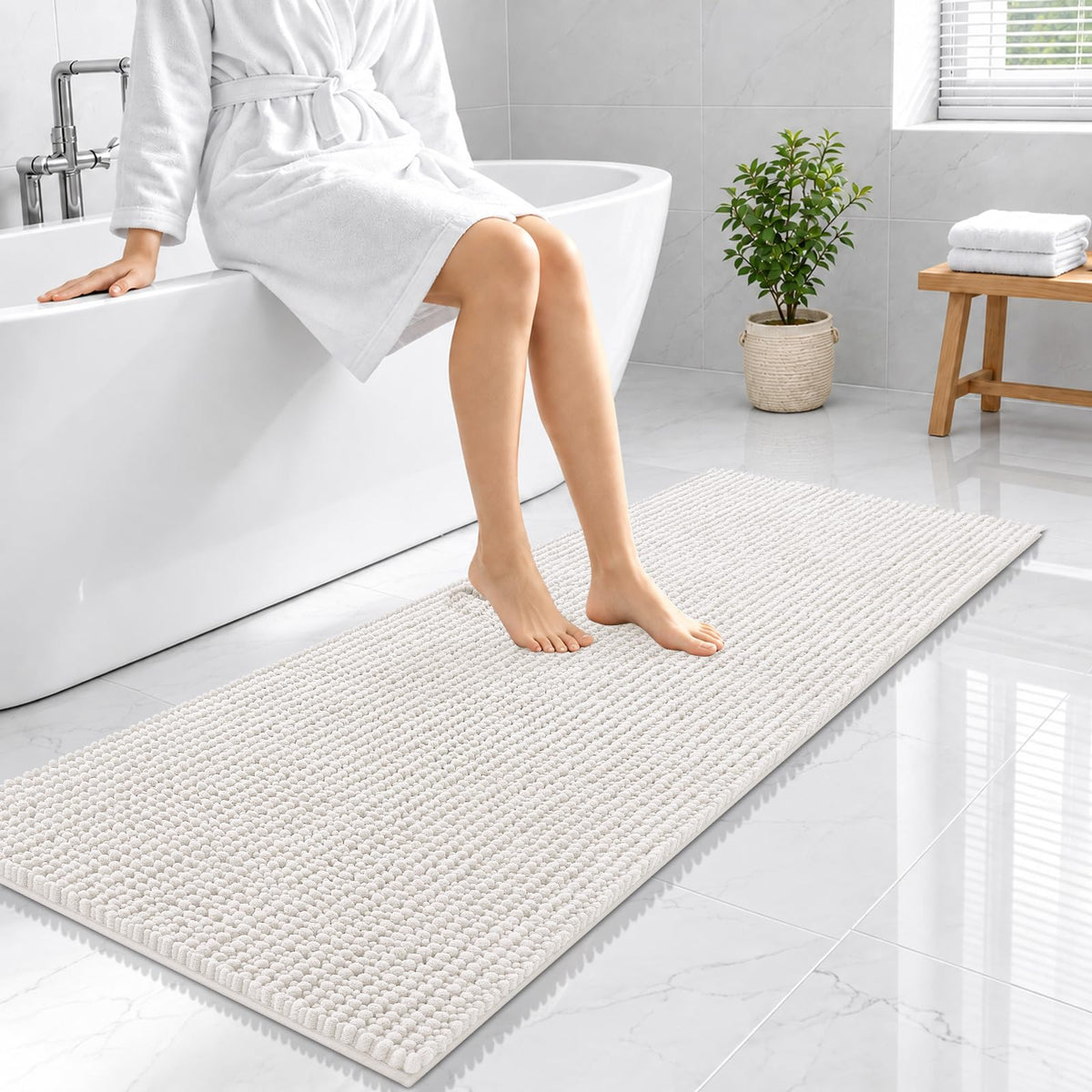 Smiry Thick Bathroom Rugs 30x20, Extra Soft Absorbent Chenille Bath Mat