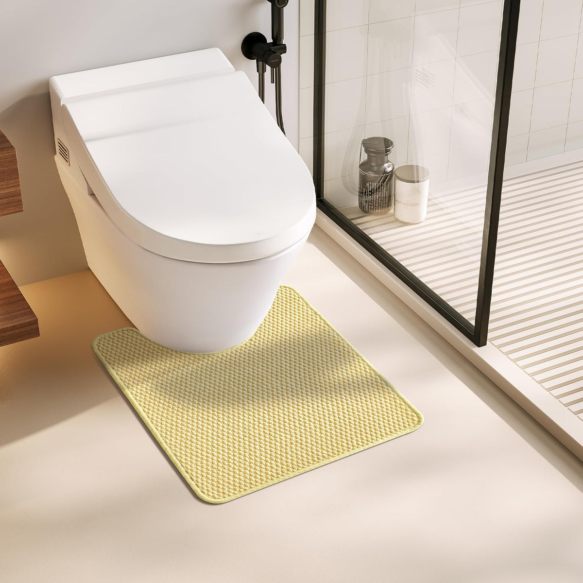 TYUU Bathroom Rugs Non Slip Washable, Super Absorbent Thin Bath Mat Small Quick Dry Low Pile Bathroom Rug, Light Grey 16"x24"