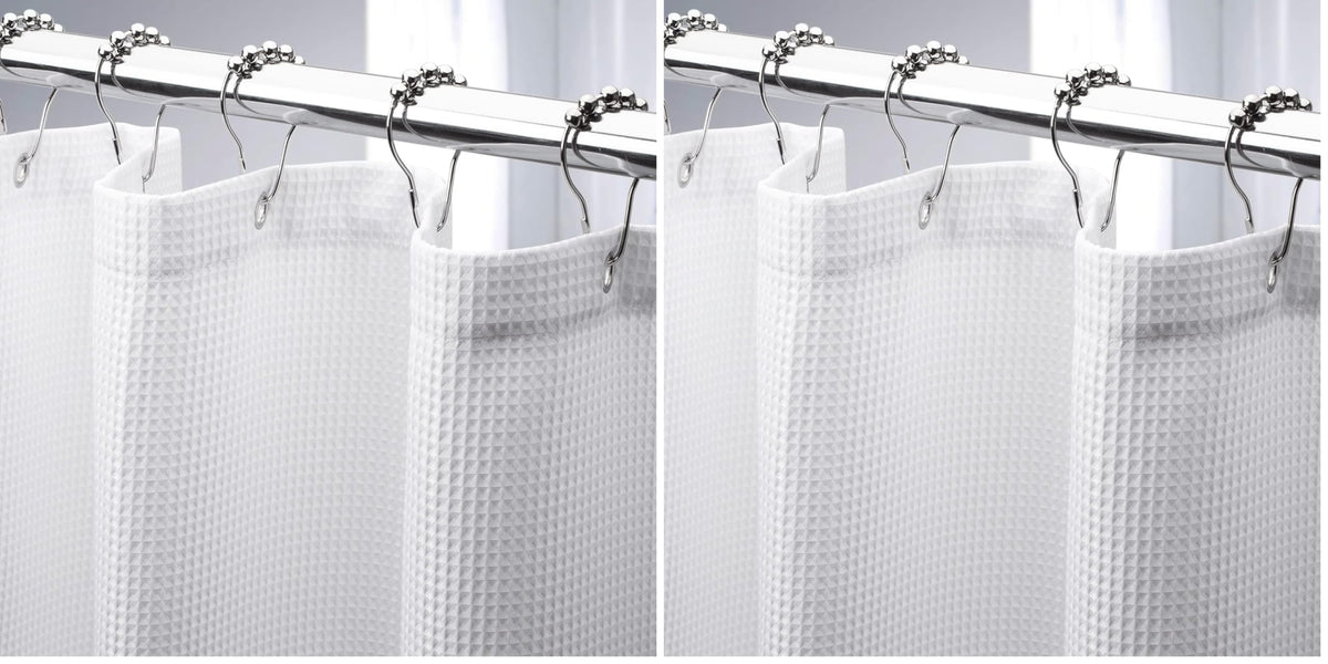AmazerBath Blush Pink Shower Curtain Fabric, Waffle Shower Curtain Heavy Duty 240GSM, Hotel Quality Bathroom Shower Curtains, 72 x 72 Inches