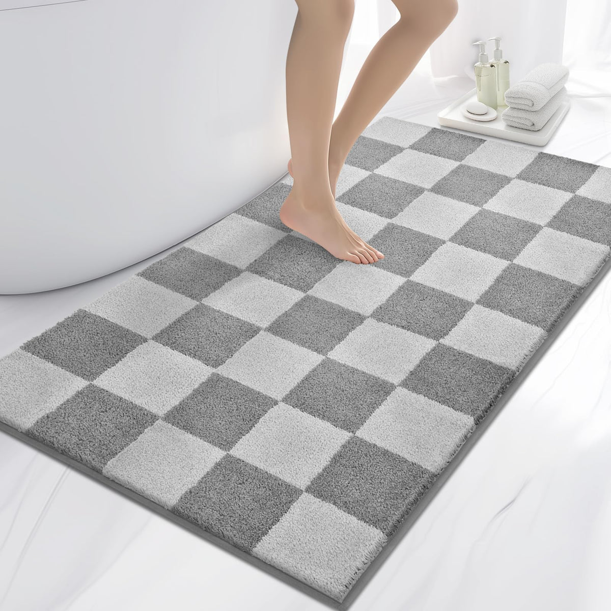 anllugs Bathroom Rugs, 20" x 30" Soft Bath Rugs, Olive Green & Green