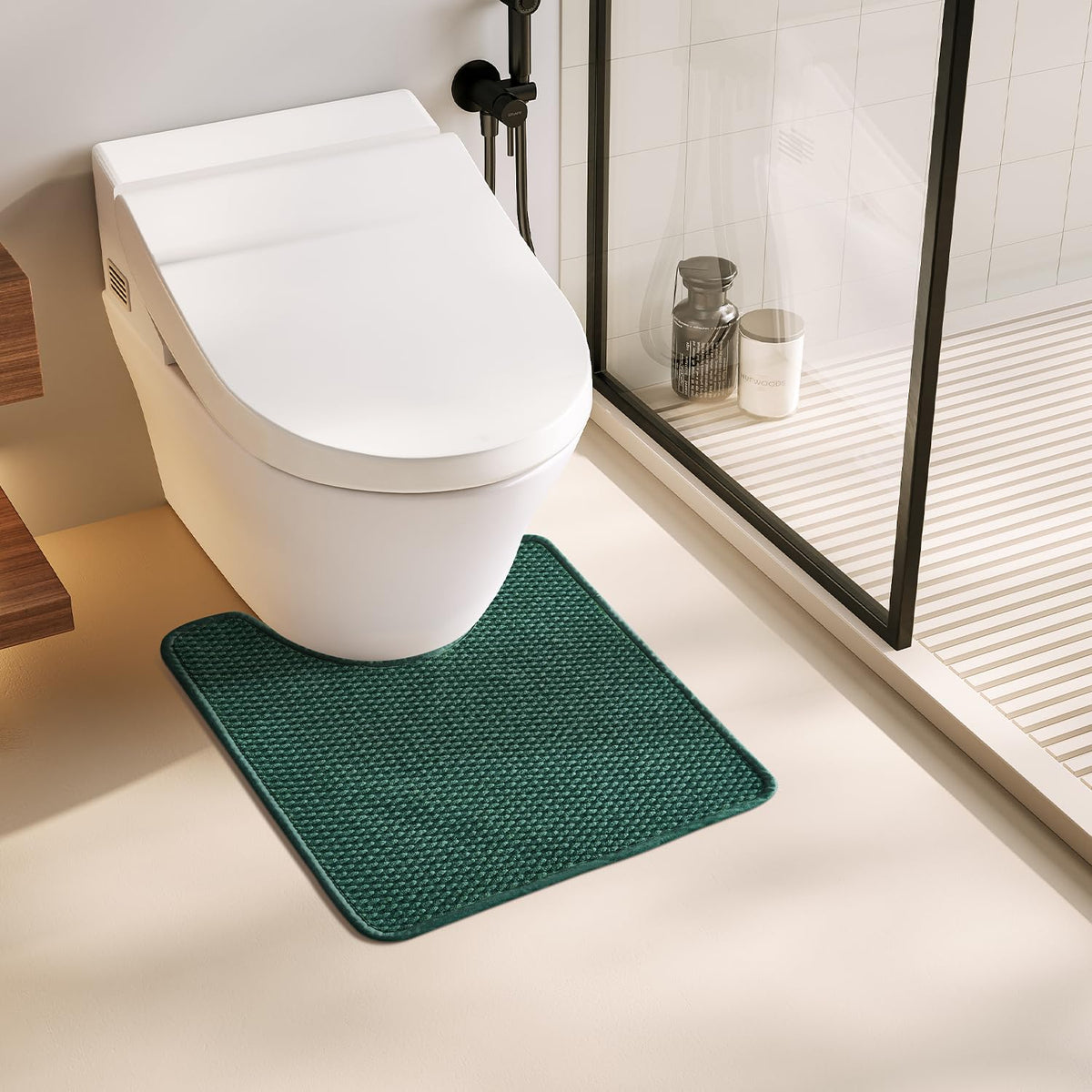 TYUU Bathroom Rugs Non Slip Washable, Super Absorbent Thin Bath Mat Small Quick Dry Low Pile Bathroom Rug, Light Grey 16"x24"