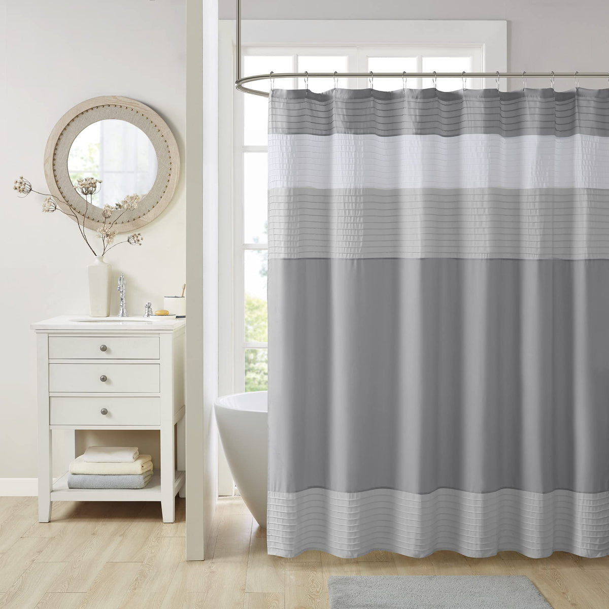Comfort Spaces Windsor Shower Curtain for Bathroom, 72 x 72, Black