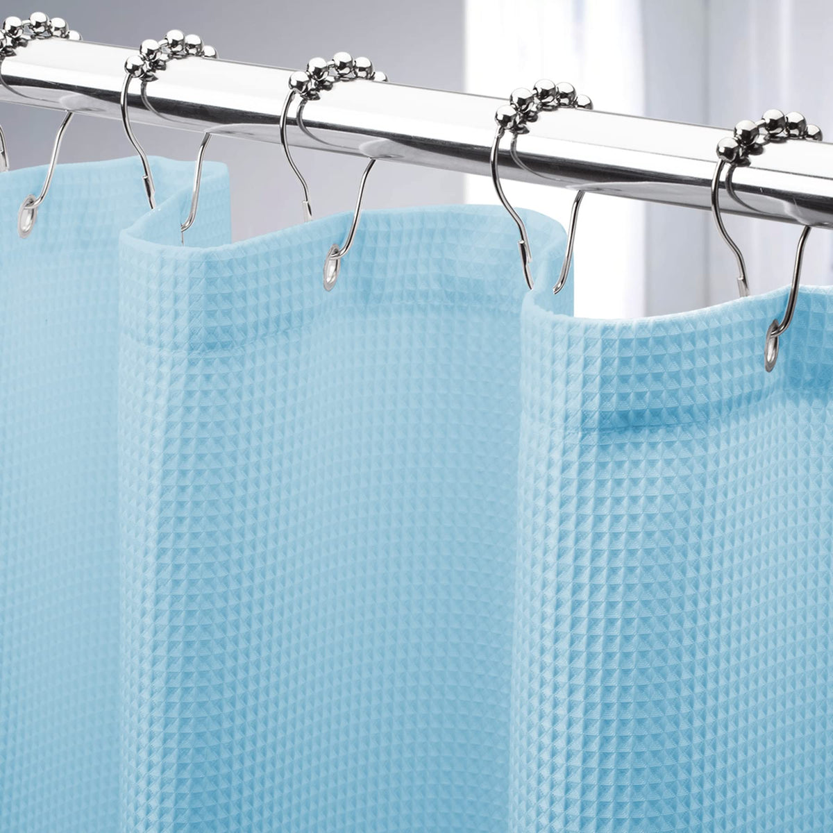 AmazerBath Blush Pink Shower Curtain Fabric, Waffle Shower Curtain Heavy Duty 240GSM, Hotel Quality Bathroom Shower Curtains, 72 x 72 Inches