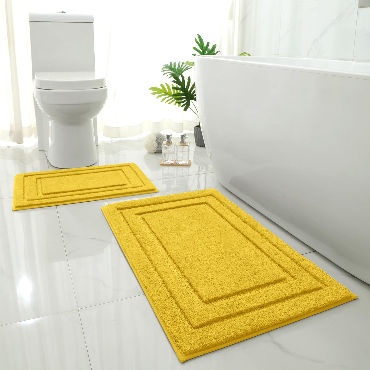 HOMEIDEAS Fall Bathroom Rugs Sets, 2 Piece Soft Bath Mat Burnt Orange