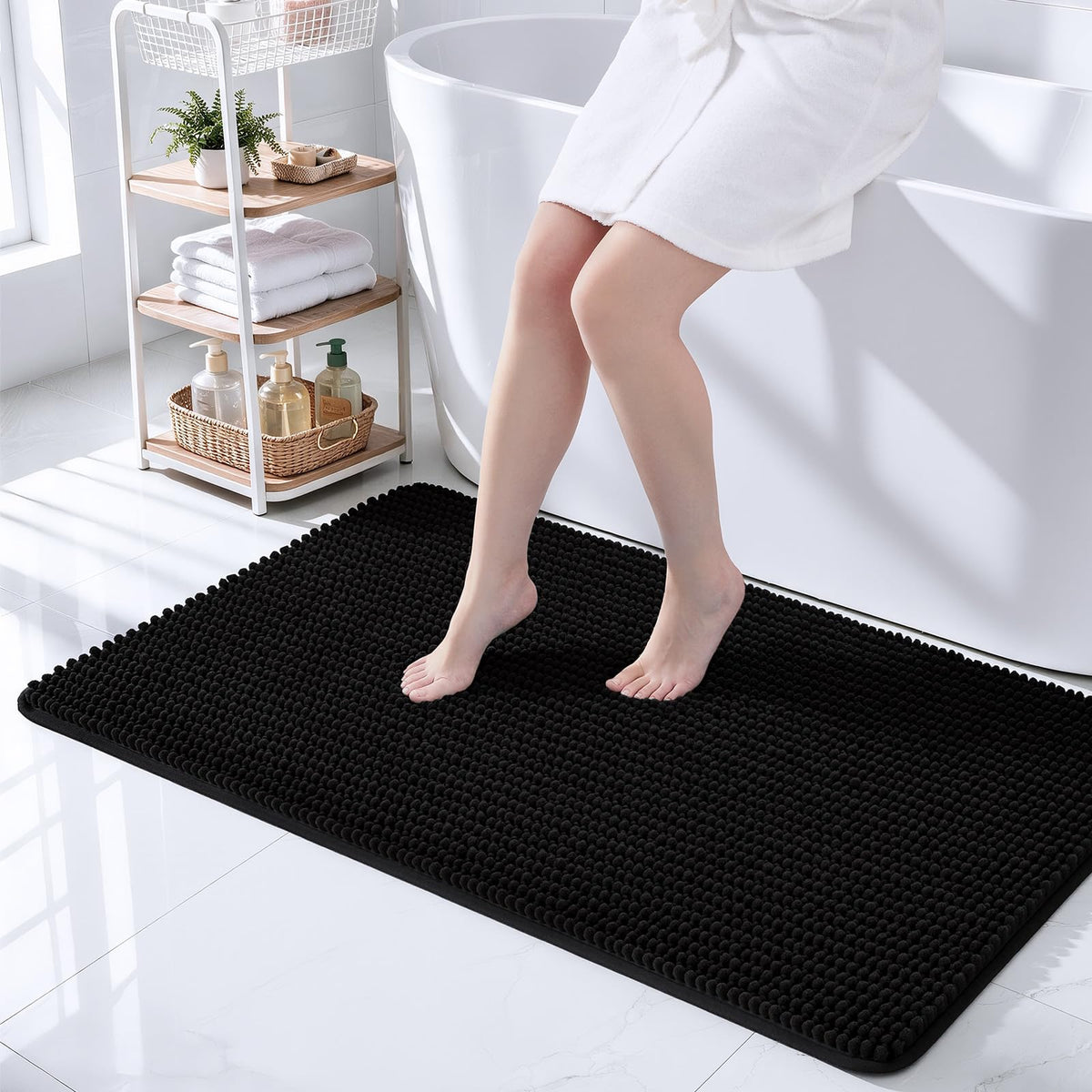 Ophanie Grey Bathroom Rugs 30x20, Soft Chenille Bath Mat, Non Slip Absorbent Quick Dry Light Gray Mats, Machine Washable Thick Small Area Rug Sets,Grip Bathmat for Shower,Toilet,Sink and Indoor Floor