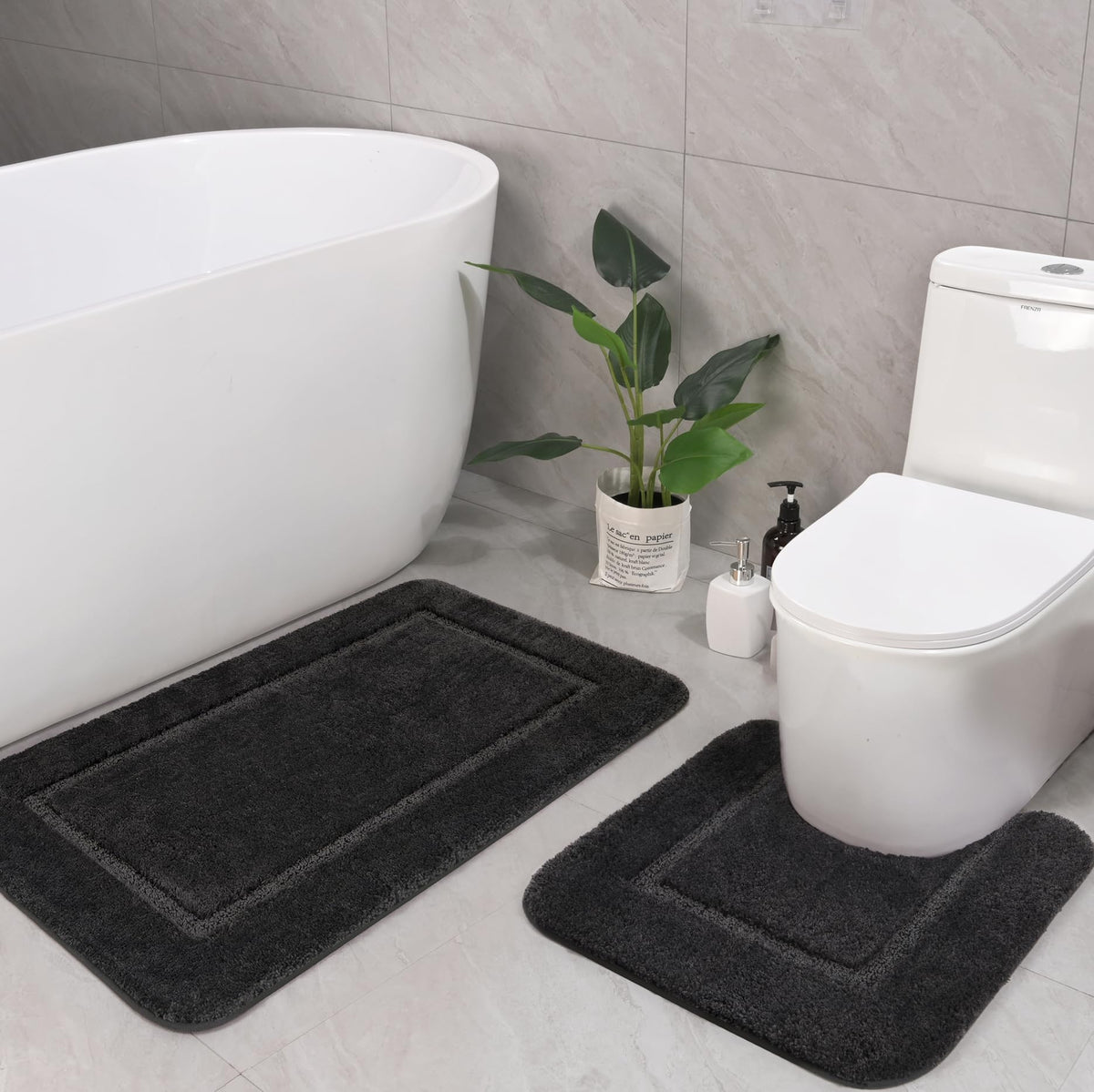 LOCHAS Bathroom Rug Set 2 Piece, 20''x20'' & 34''x21'', Beige