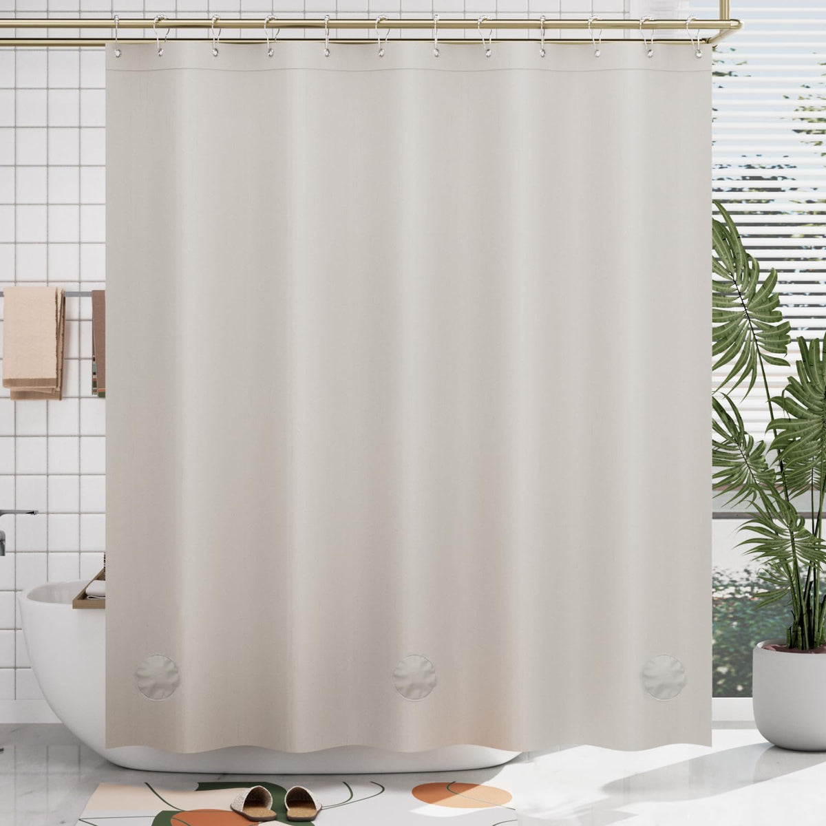 AmazerBath 48x72 Shower Curtain Stall, Small Shower Curtain for Shower Stall, Clear Bathroom Curtain Plastic, Thick PEVA Bathroom Accessories with 2 Clear Weighted Stones and 8 Grommet Holes