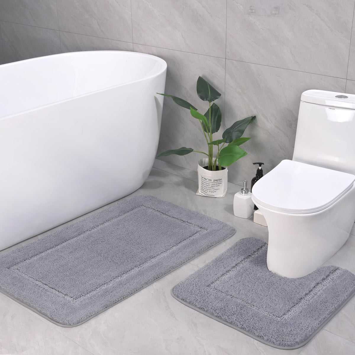LOCHAS Bathroom Rug Set 2 Piece, 20''x20'' & 34''x21'', Beige