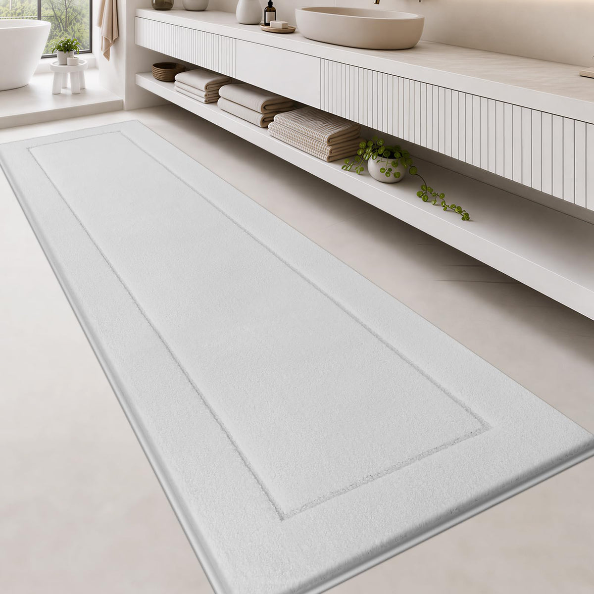 anllugs Bathroom Rugs, Non-Slip Bath Rugs, 24" x 60", Grey