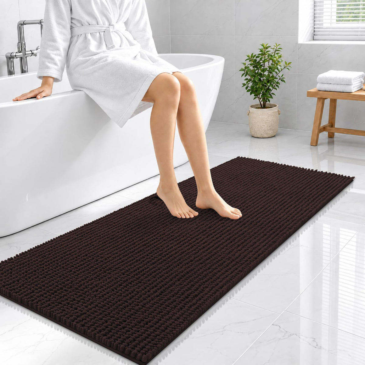 Smiry Thick Bathroom Rugs 30x20, Extra Soft Absorbent Chenille Bath Mat