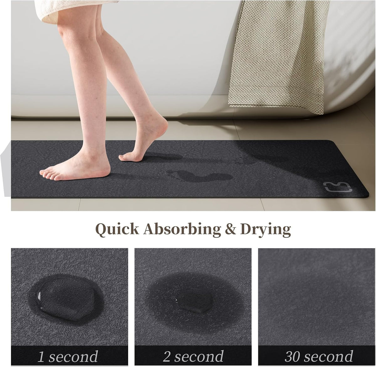 Dark Grey Long Bathroom Rugs Large Stone Bath Mats for Bathroom,15.7"x47.2"