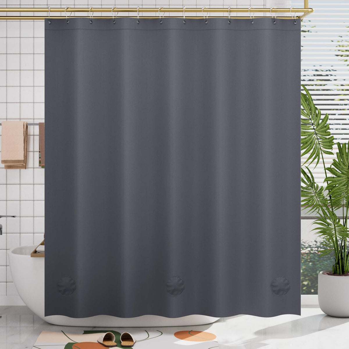 AmazerBath 48x72 Shower Curtain Stall, Small Shower Curtain for Shower Stall, Clear Bathroom Curtain Plastic, Thick PEVA Bathroom Accessories with 2 Clear Weighted Stones and 8 Grommet Holes