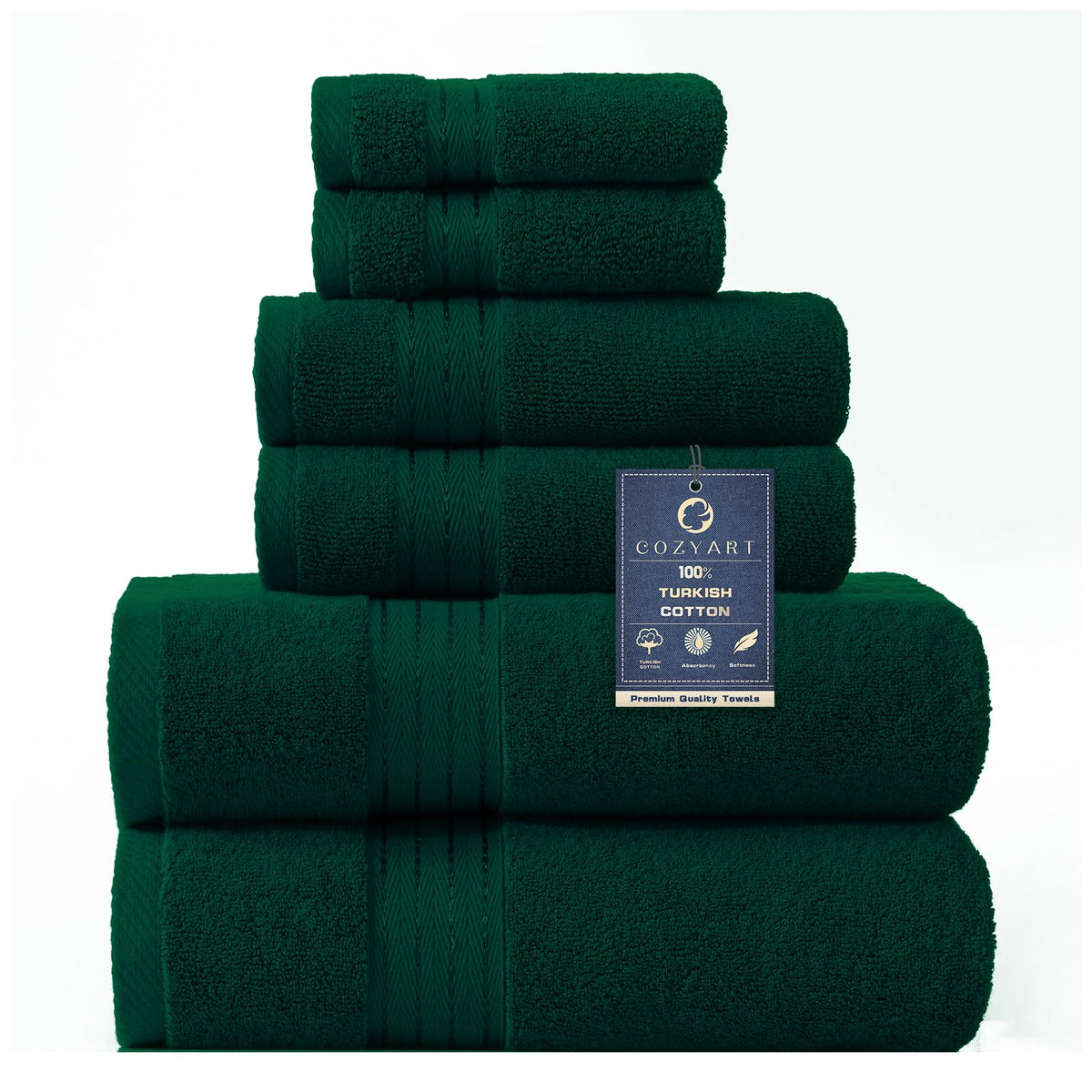 COZYART Luxury Bath Towel Set 6 Pcs, Burnt Orange 100% Turkish Cotton