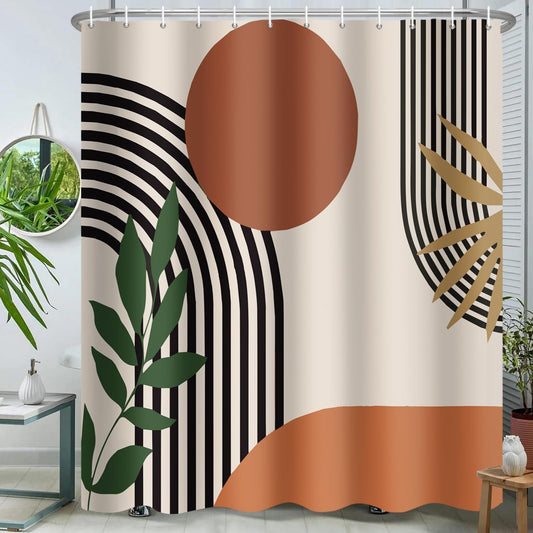 Burnt Orange Rust Shower Curtain Boho Abstract Geometric